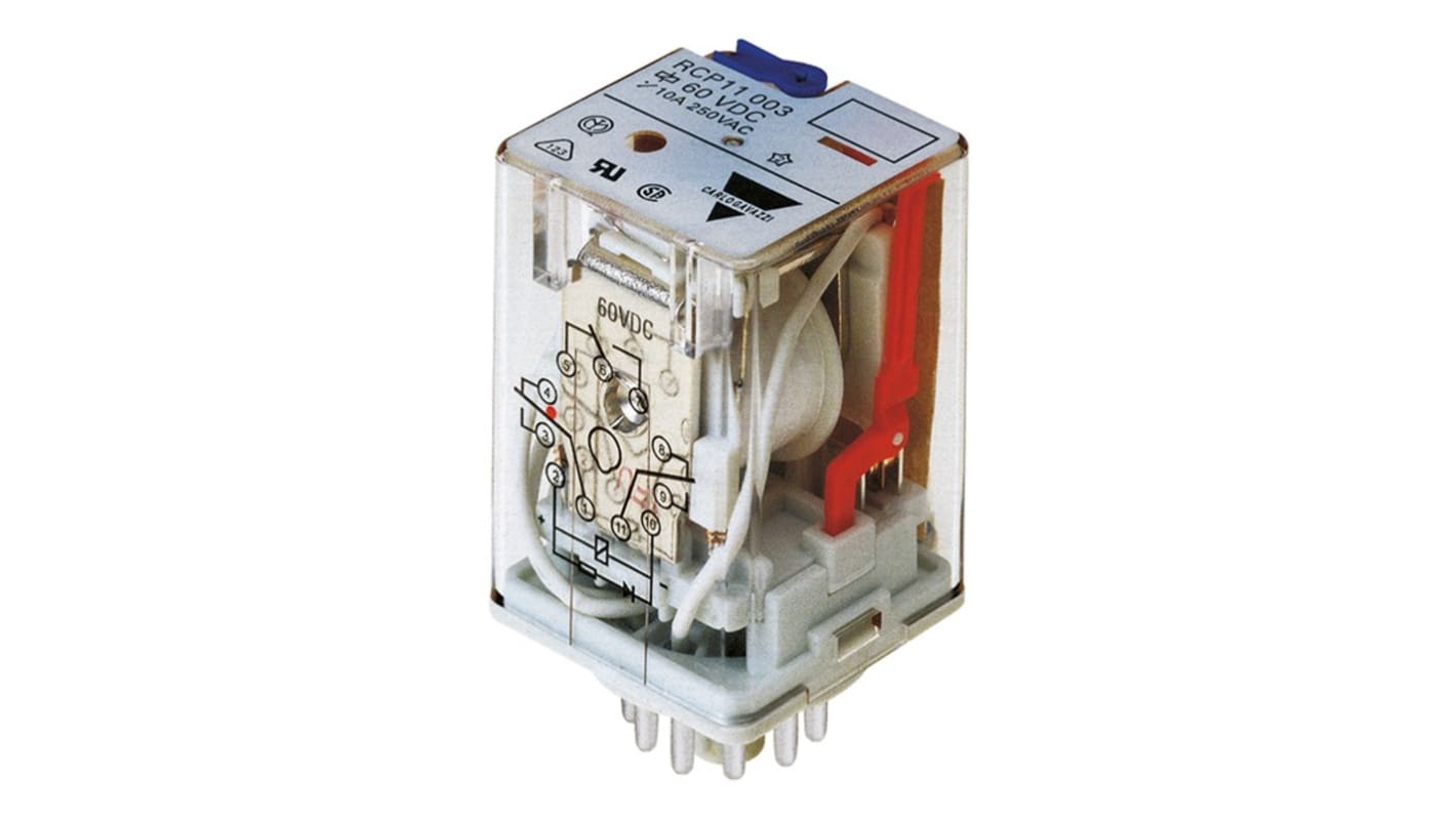 Relais de puissance Carlo Gavazzi, 3 RT, bobine 12V c.c. Enfichable