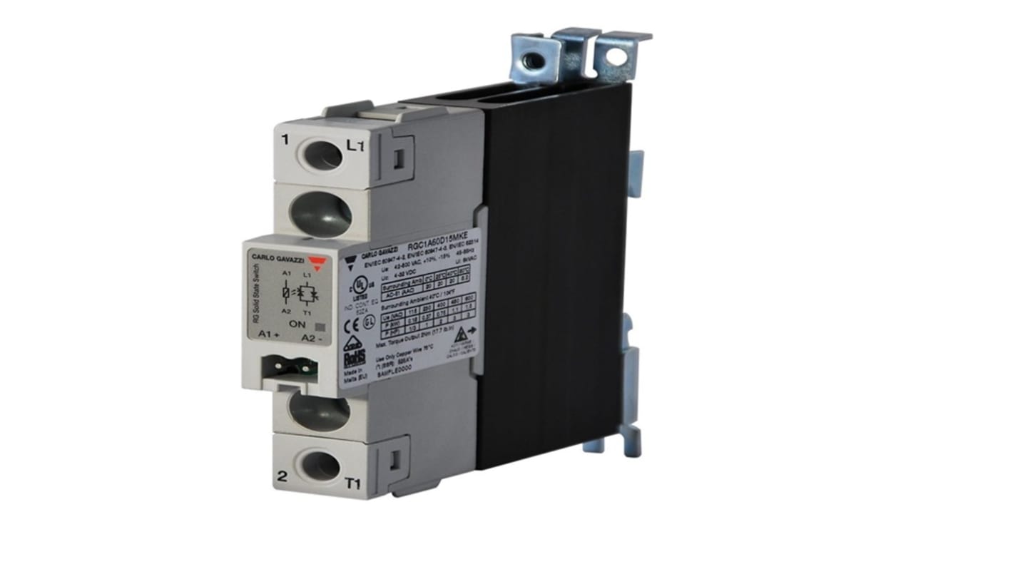 Carlo Gavazzi RGC1 Series Solid State Relay, 30 A Load, DIN Rail Mount, 660 V ac Load, 32 Vdc Control