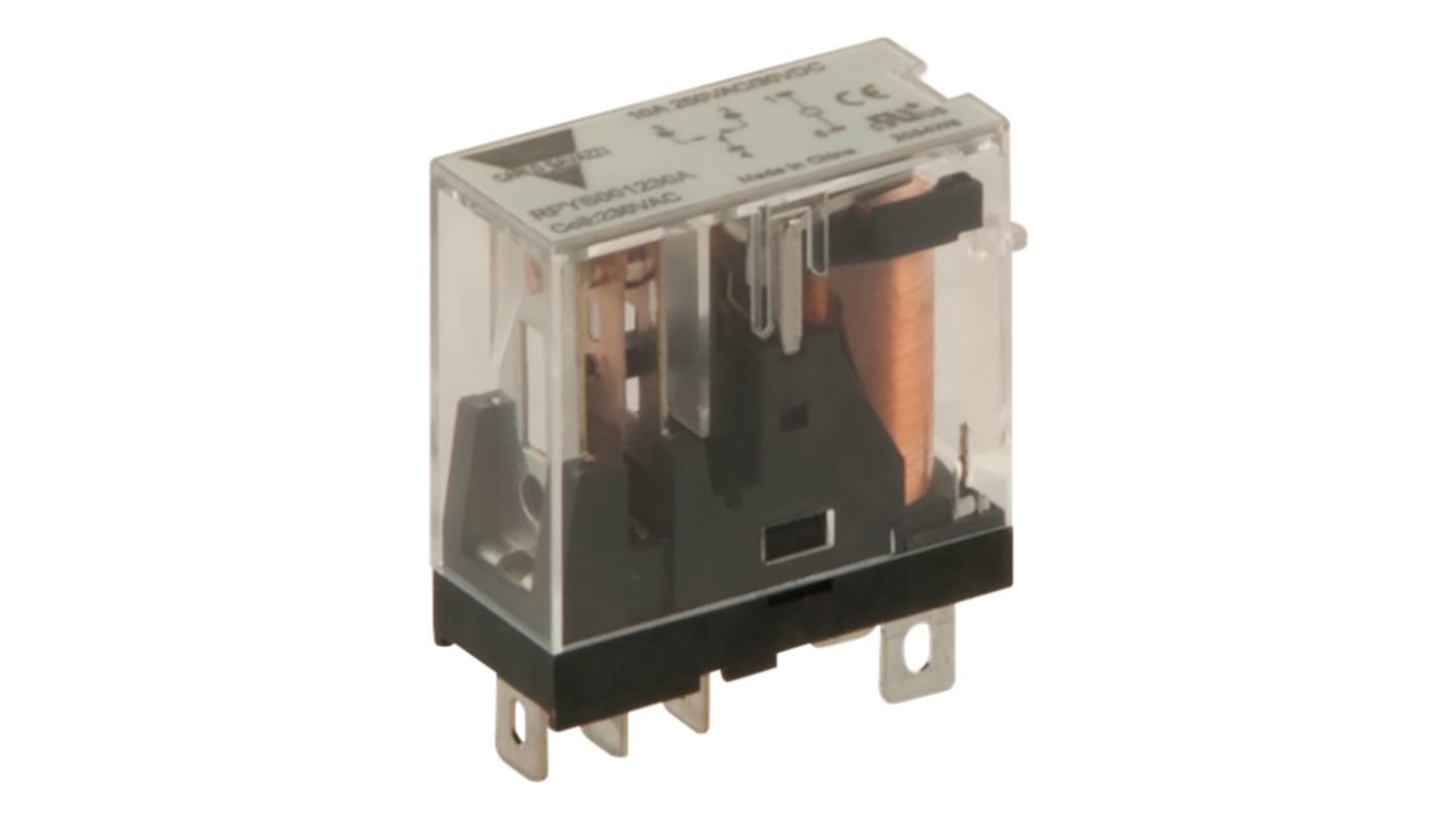 Relè di potenza Carlo Gavazzi, DPDT, bobina 24V cc, A innesto