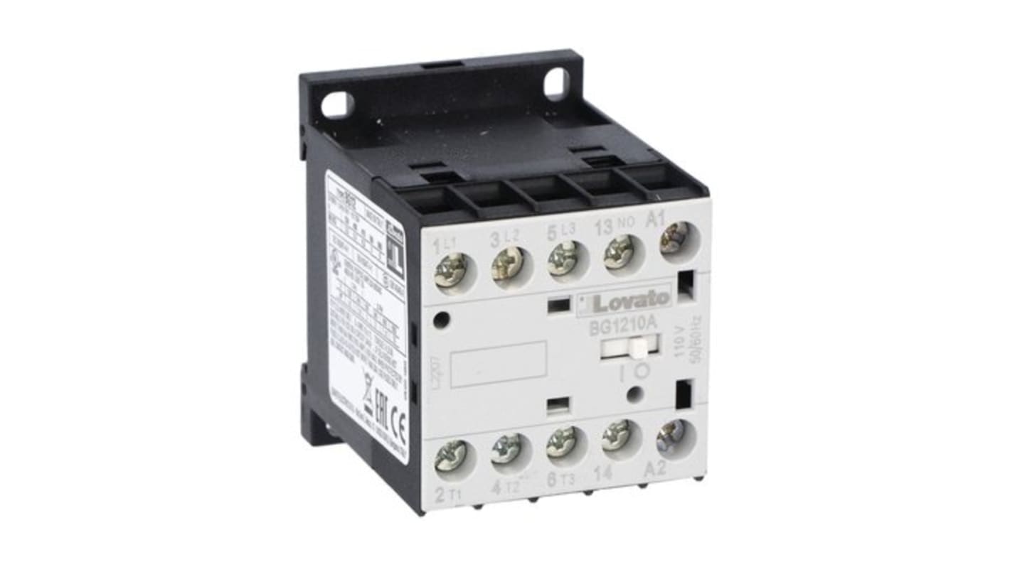 Contactor Lovato BG 11BG de 3 polos, 1 NA, 12 A, bobina 48 V ac, 5,5 kW