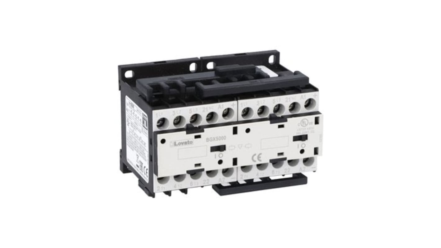 Lovato 11BG Series Reversing Contactor, 24 V dc Coil, 9 A, 4 kW, 1NC, 440 V