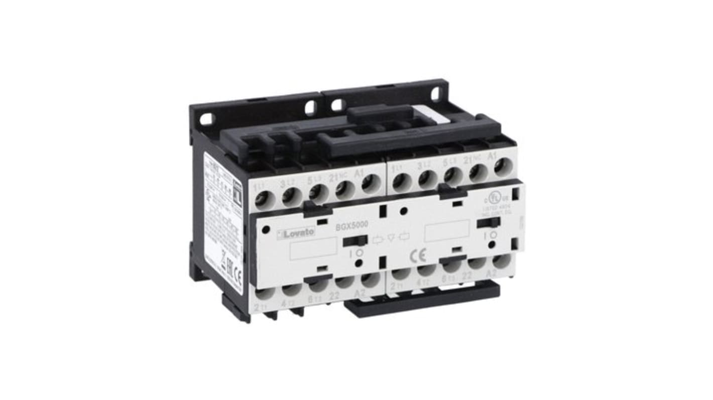 Contactor de inversión Lovato BG 11BG, 1 NC, 12 A, bobina 24 V ac, 5,7 kW