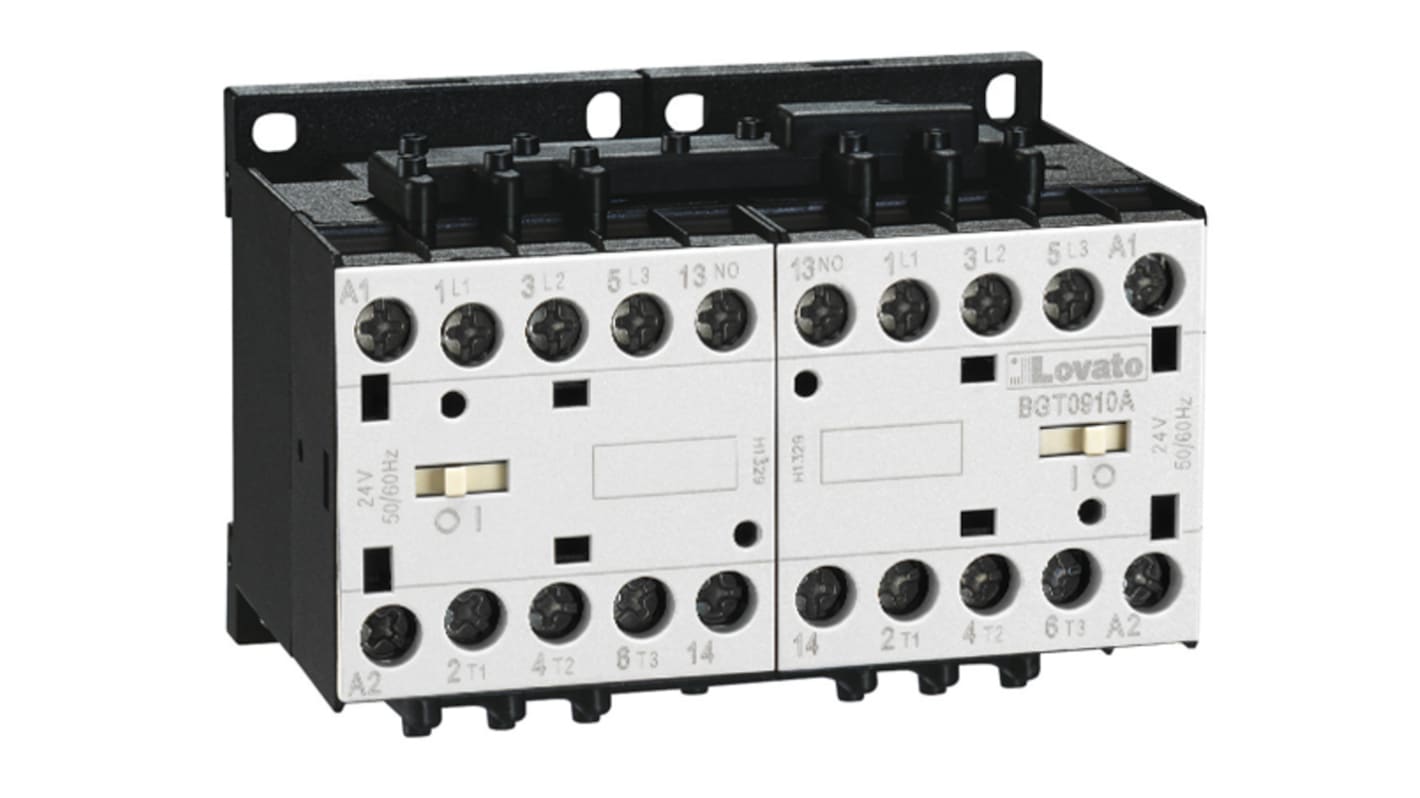 Contactor de inversión Lovato BG 11BG, 1 NA, 12 A, bobina 24 V ac, 5,7 kW