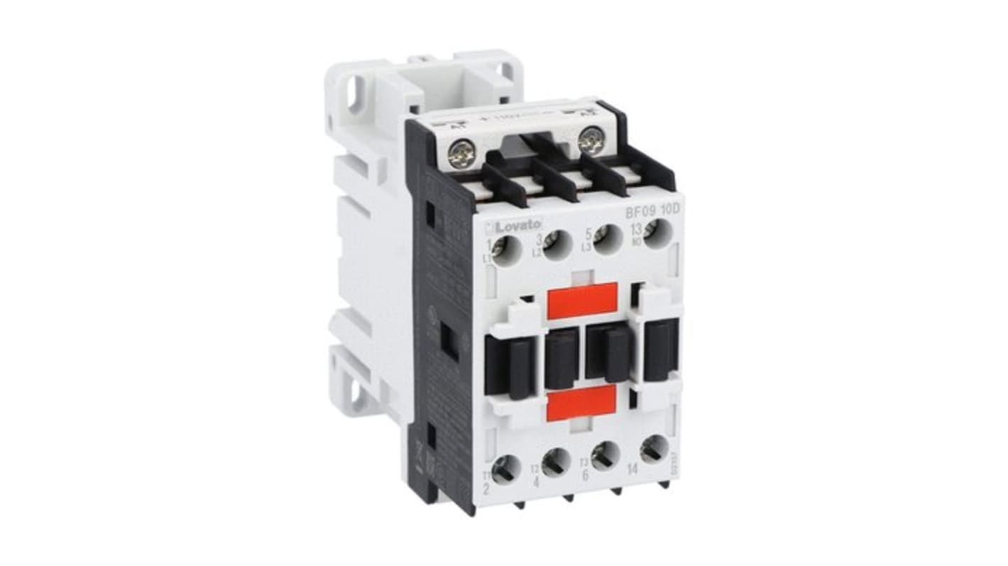 Contactor Lovato BF BF09 de 3 polos, 3 NA, 9 A, bobina 48 V dc, 4,8 kW