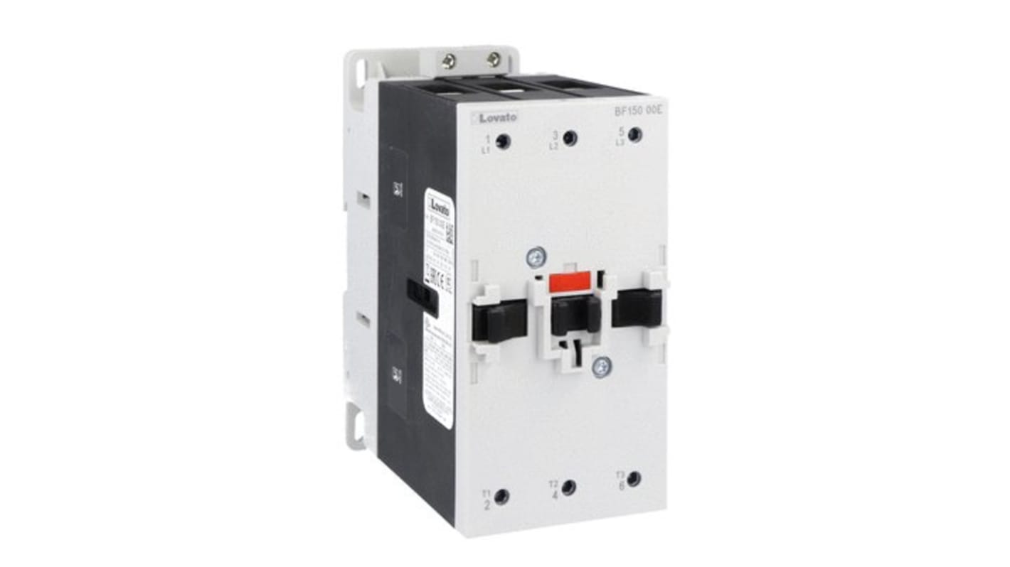 Contactor Lovato BF BF150 de 3 polos, 3 NA, 150 A, bobina 100 → 250 V ac/dc, 75 kW