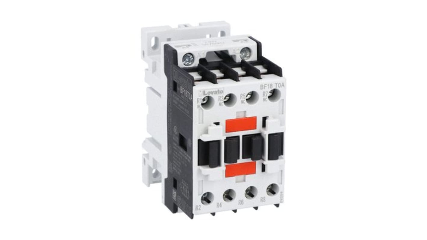 Contactor Lovato BF BF18 de 4 polos, 4 NC, 32 A, bobina 24 V ac, 36 kW