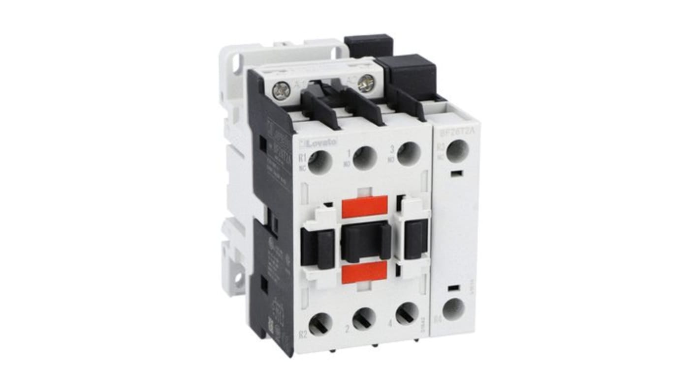 Lovato BF BF26 Contactor, 24 V ac Coil, 4-Pole, 45 A, 51 kW, 2NO And 2NC, 690 V