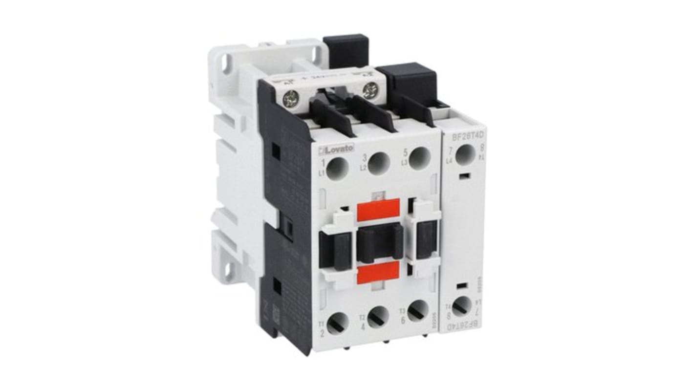 Contactor Lovato BF BF26 de 4 polos, 4 NA, 45 A, bobina 24 V dc, 51 kW