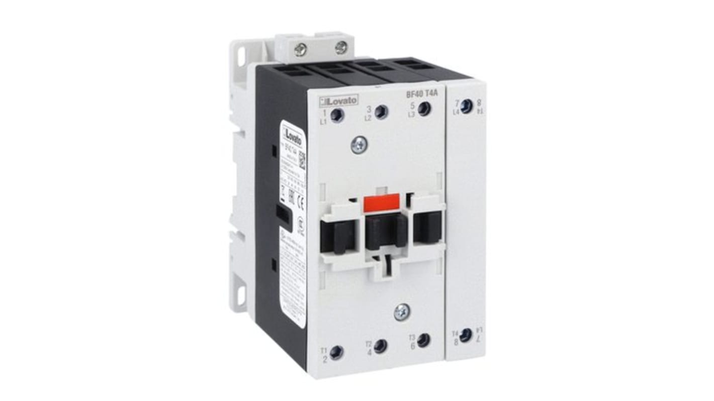 Contactor Lovato BF BF40 de 4 polos, 4 NA, 70 A, bobina 400 V ac, 79 kW