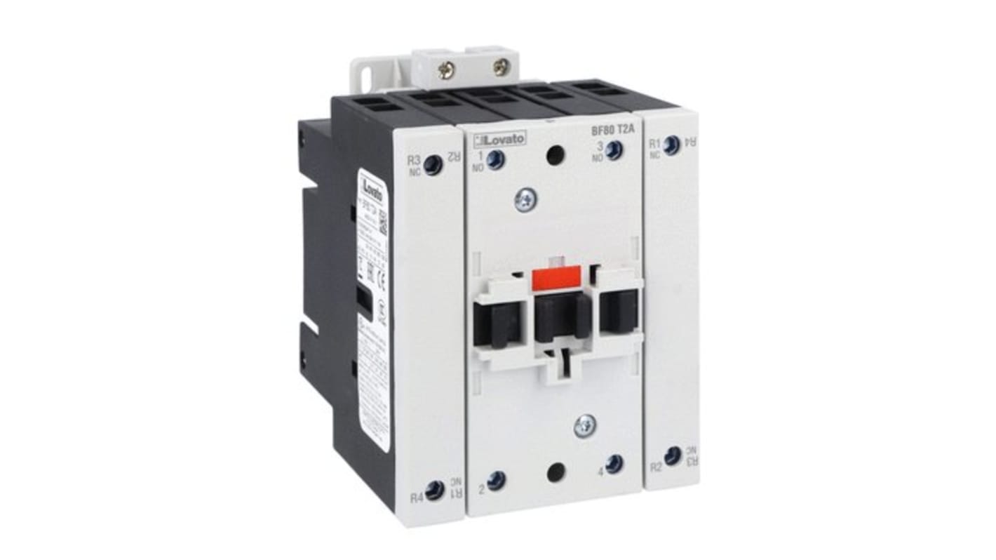 Lovato BF BF80 Contactor, 24 V ac Coil, 4-Pole, 115 A, 120 kW, 2NO And 2NC, 690 V