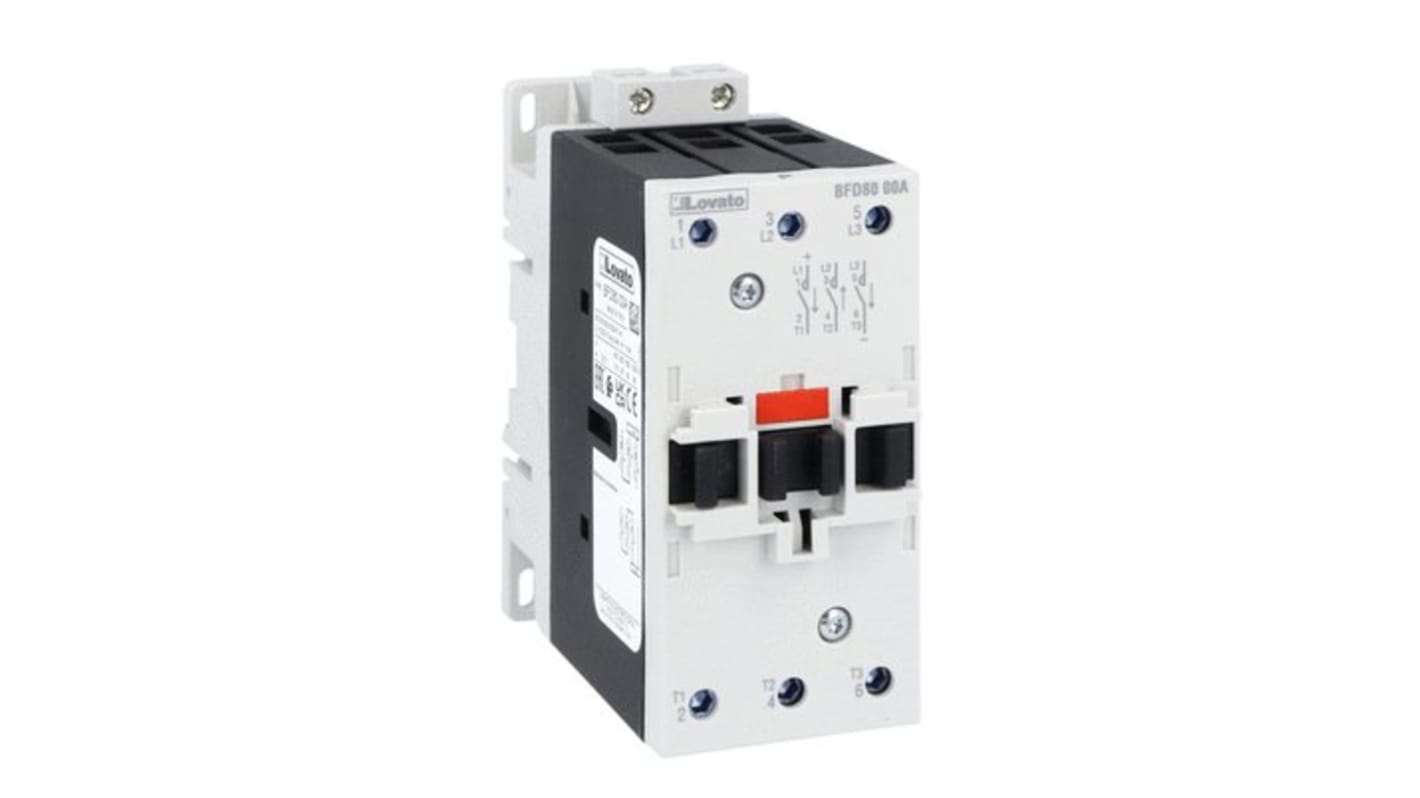 Lovato BF BFD80 Contactor, 110 V ac Coil, 3-Pole, 60 A, 3 NO, 1 kV