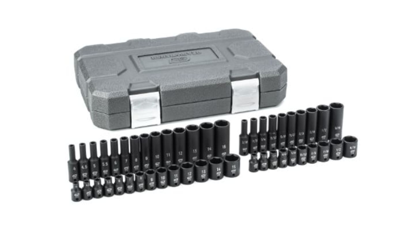 GearWrench 48-Piece Imperial, Metric 1/4 in Deep Impact Socket/Standard Impact Socket Set , 6 point