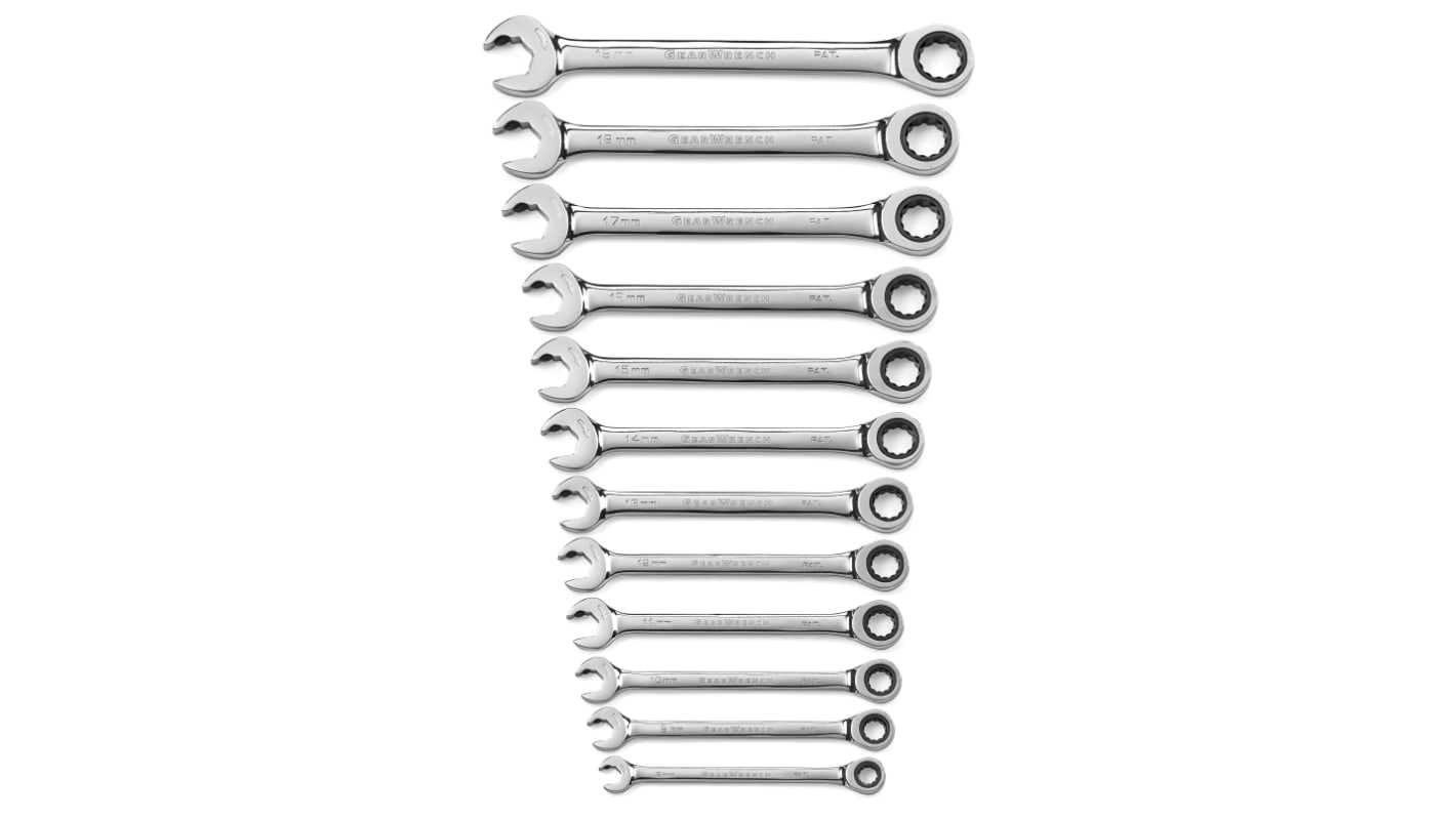 GearWrench 12-Piece Wrench Set, 8, 9, 10, 11, 12, 13, 14, 15, 16, 17, 18, 19, Alloy Steel
