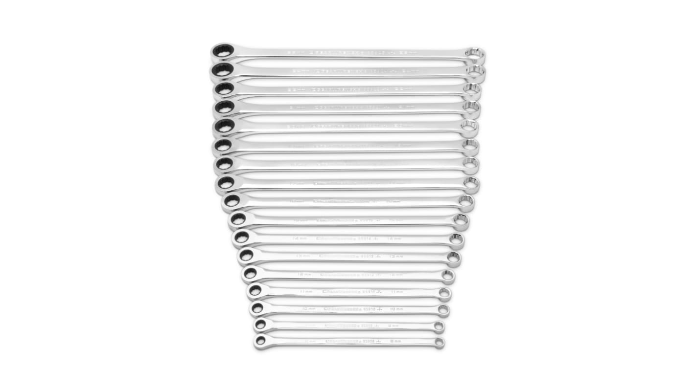 GearWrench 17-Piece Wrench Set, 8, 9, 10, 11, 12, 13, 14, 15, 16, 17, 18, 19, 20, 21, 22, 24, 25, Alloy Steel