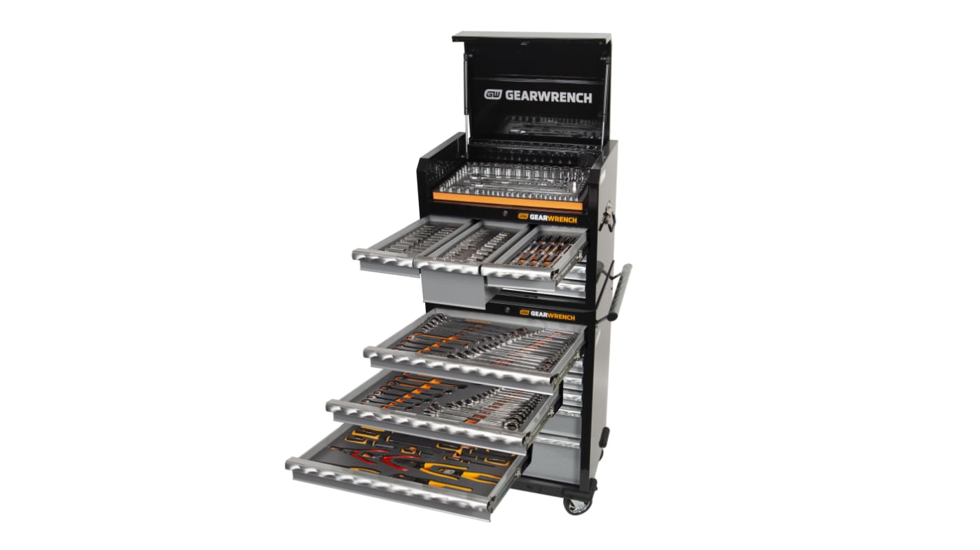 GearWrench 14 drawer Steel Wheeled Tool Chest, 1.61m x 460mm x 676mm