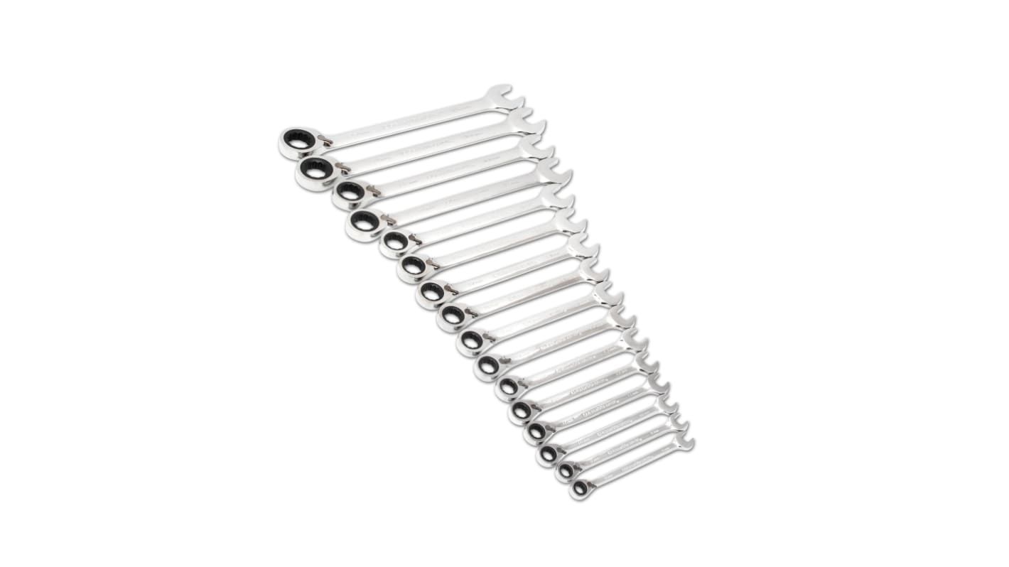 GearWrench 16-Piece Wrench Set, 8, 9, 10, 11, 12, 13, 14, 15, 16, 17, 18, 19, 21, 22, 24, 25, Alloy Steel