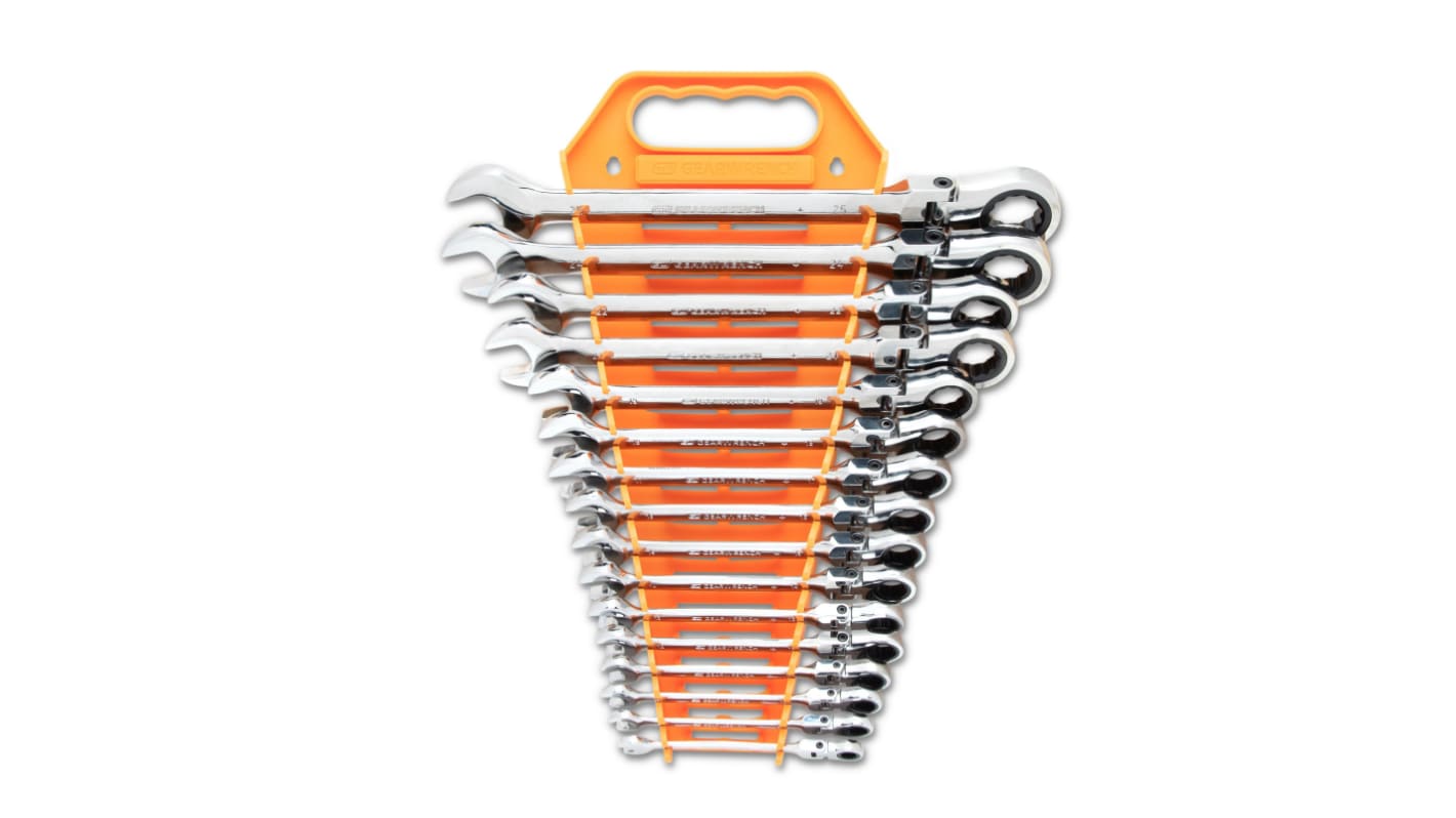 GearWrench 16-Piece Wrench Set, 8, 9, 10, 11, 12, 13, 14, 15, 16, 17, 18, 19, 21, 22, 24, 25, Alloy Steel