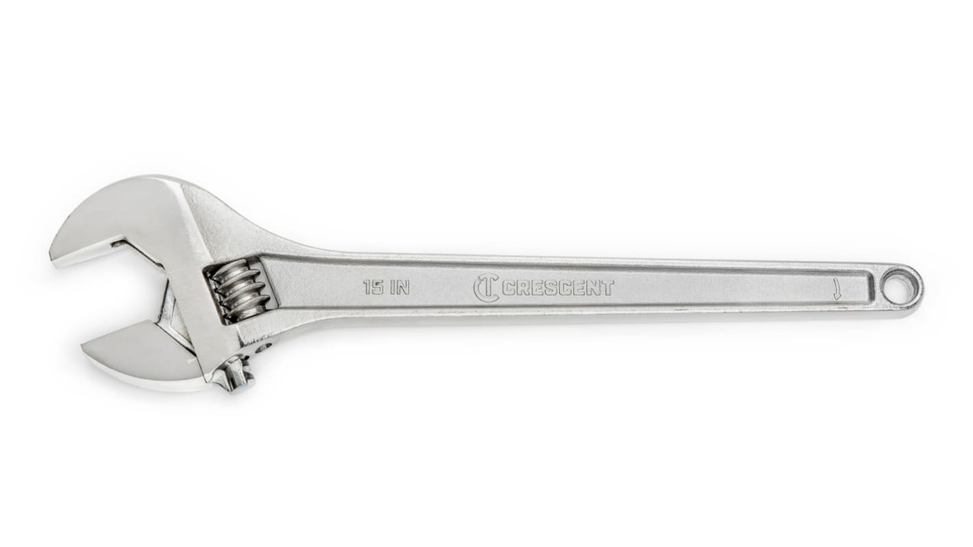 Crescent Adjustable Spanner, 380 mm Overall, 42.8mm Jaw Capacity, Polished Chrome Handle