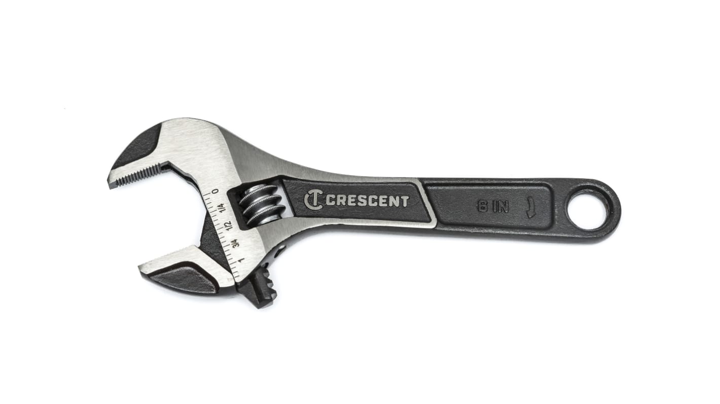 Crescent Adjustable Spanner, 152.4 mm Overall, 28.5mm Jaw Capacity, Black Phosphate Handle