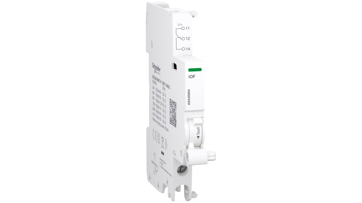 Contatto ausiliario Schneider Electric, 1 contatto, 1 C/O, montaggio a clip, serie A9A