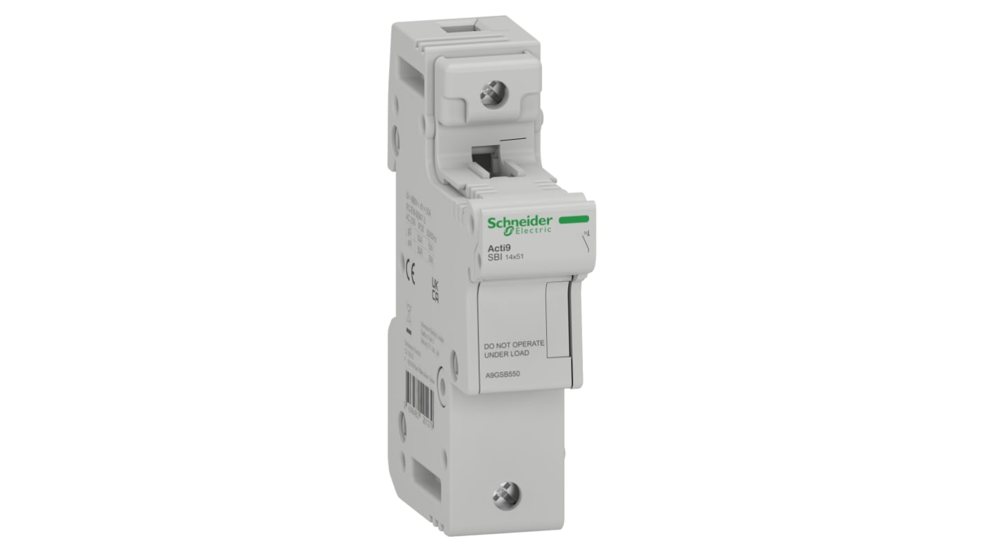 Sezionatore portafusibili Schneider Electric A9GSB550, corrente max 50A Integrato, 1, fusibile 14 x 51mm, guida DIN