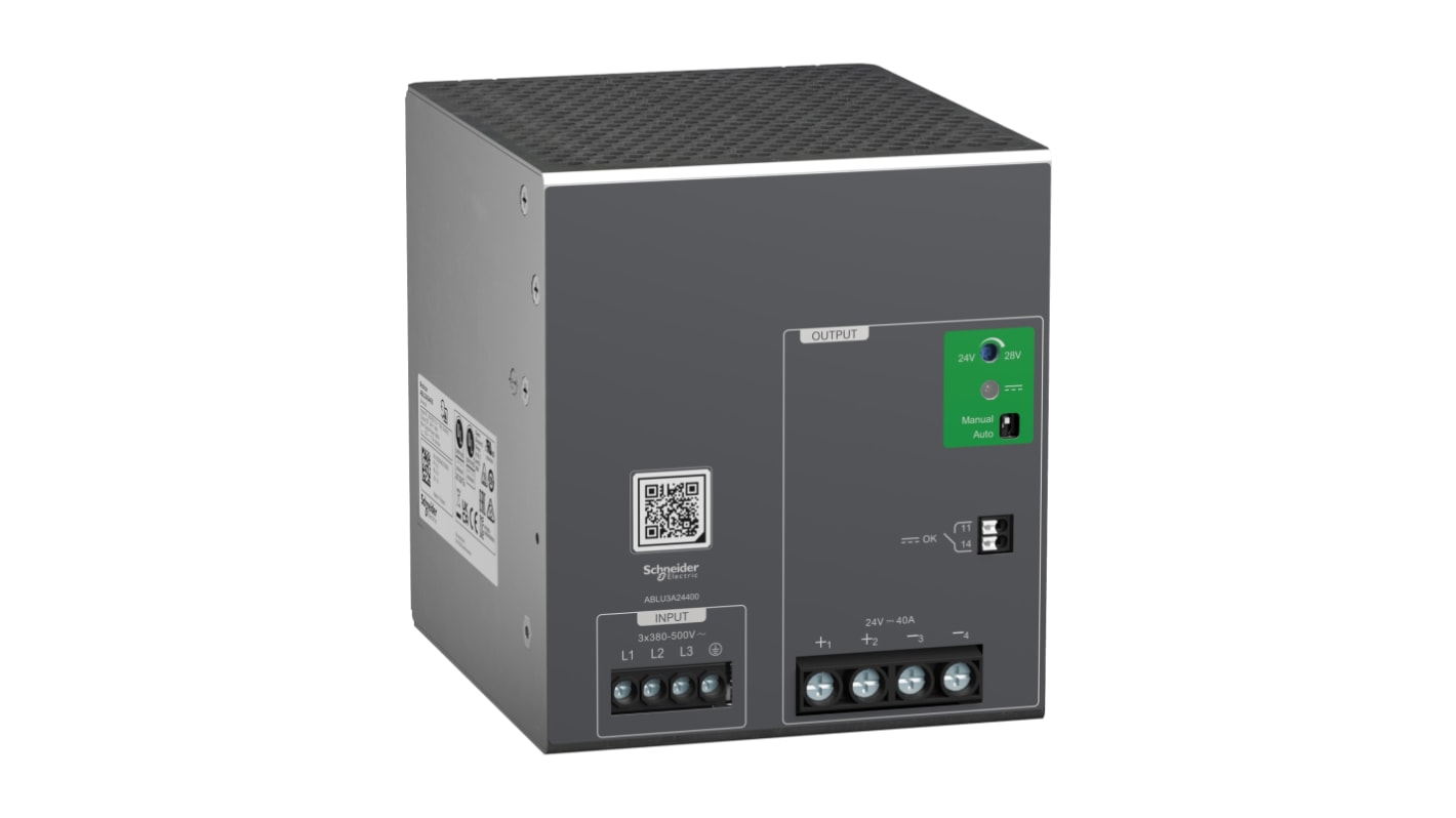 Schneider Electric Modicon Power Supply Phaseo 3-Phasen Getaktet Netzteil 960W, 500V ac, 24V dc / 40A