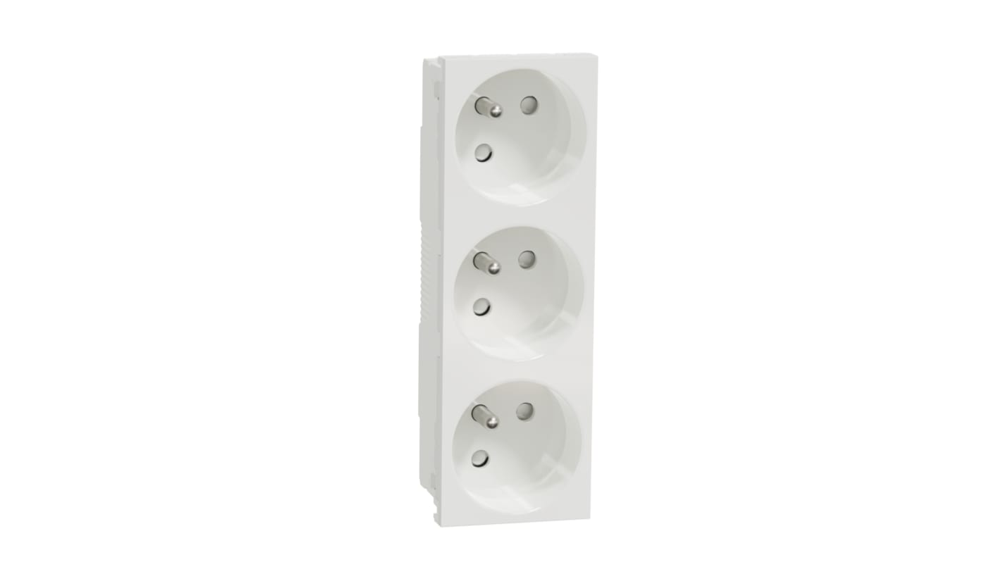 Schneider Electric White 3 Gang Power Socket, 2 Poles, 16A, French 2P, Indoor Use