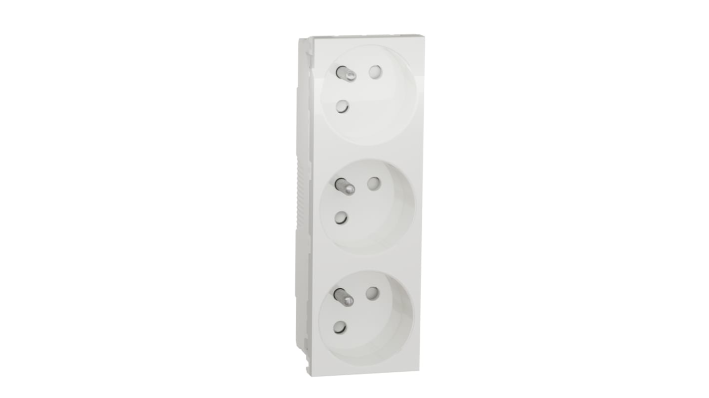 Connettore femmina di potenza, Schneider Electric NU307918T, 16A, 3 moduli, presa Francese 2P in PC, Bianco In interni,