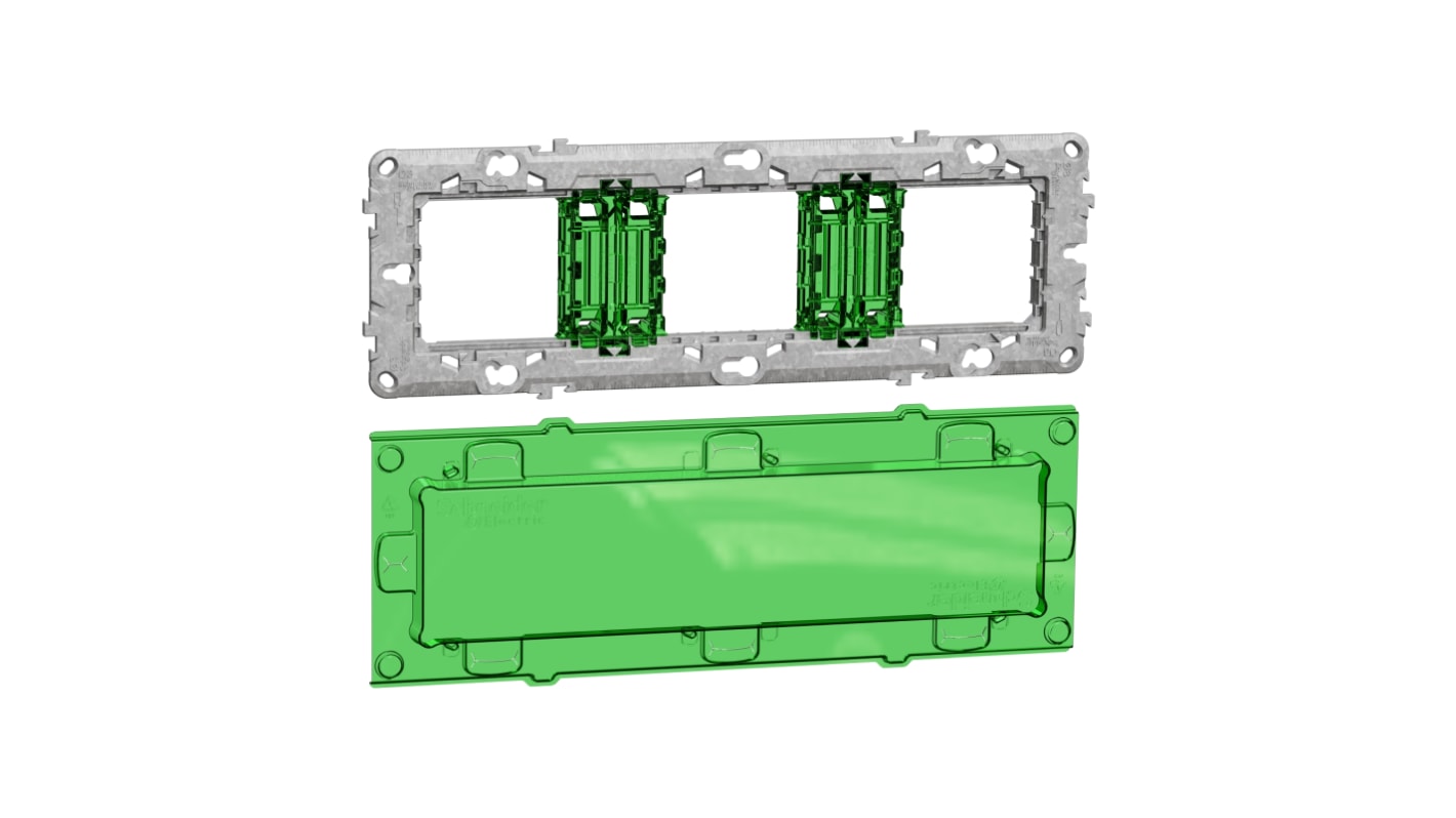 Schneider Electric Unica Rahmen Grün, transparent Zinkgusslegierung 3 Ausbrüche H. 216mm B. 78mm