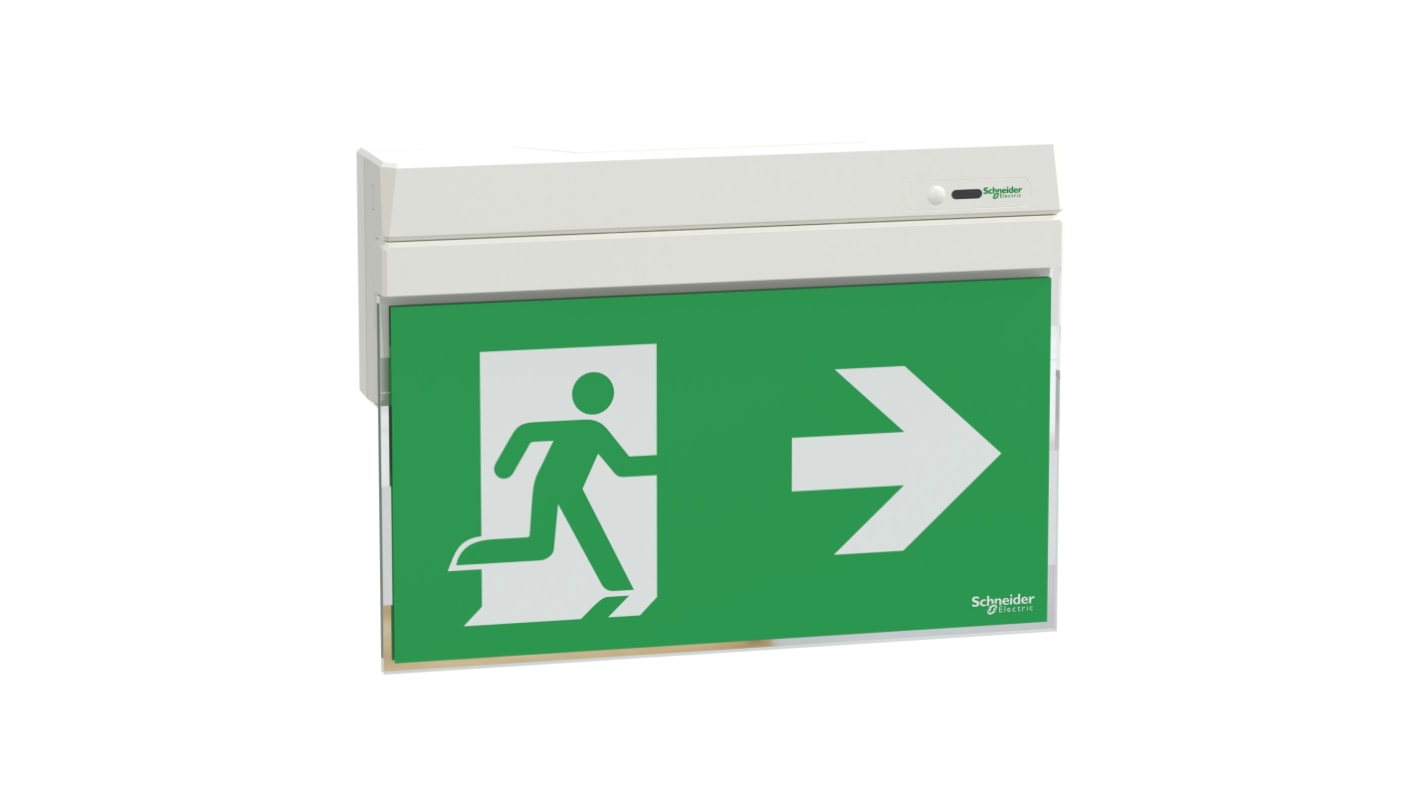 Schneider Electric LED Emergency Exit Sign, Wall, 1.6 W, Maintained