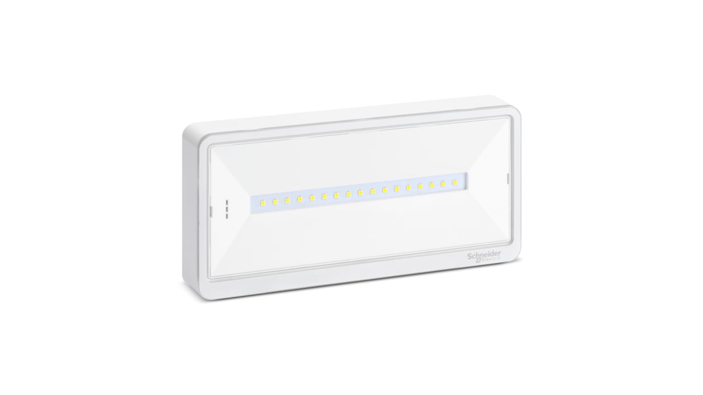 Montaggio per luce di emergenza LED Schneider Electric, L. 112 mm, 700 mW, 15 lm, autonomia 5h, IP42