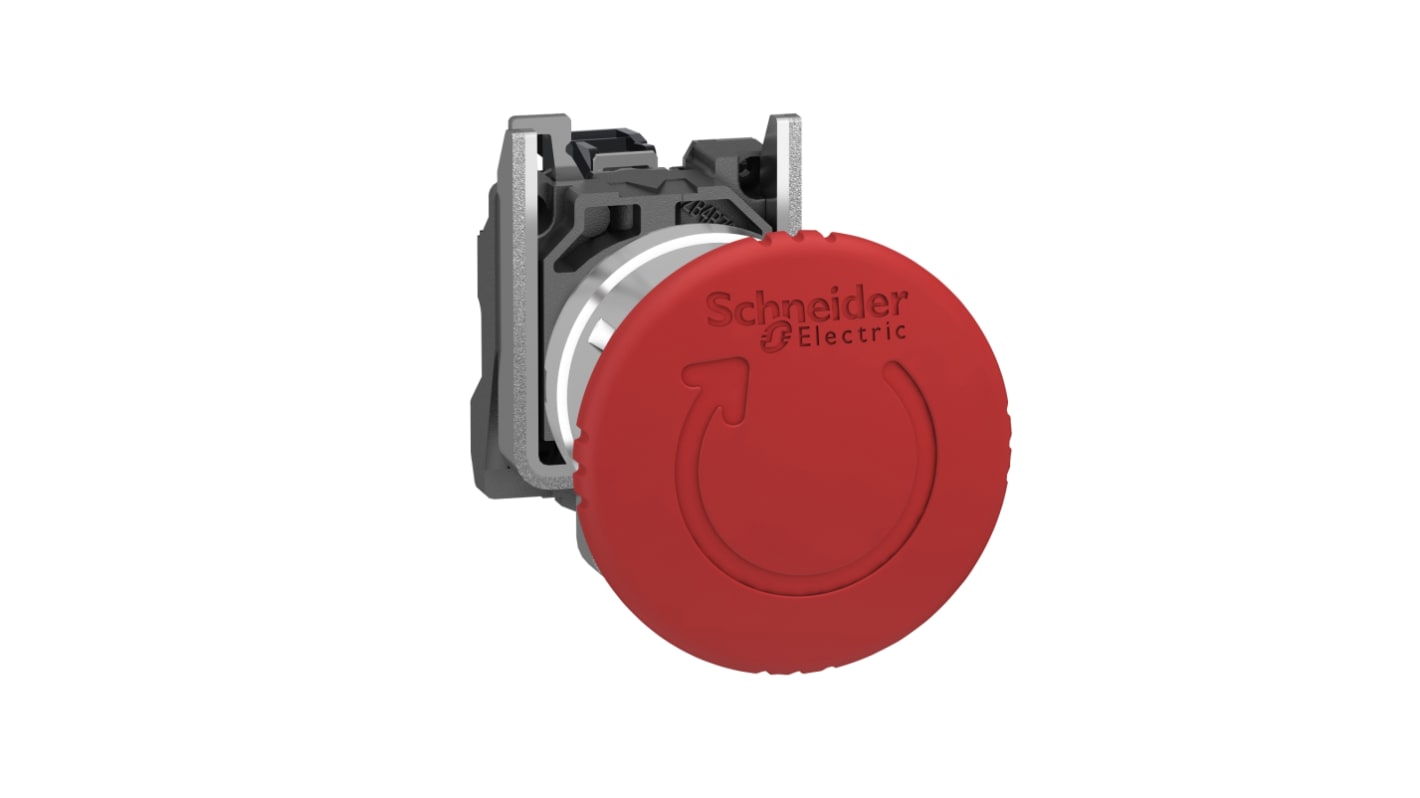 Schneider Electric Harmony Series Trigger Action Emergency Stop Push Button, Panel Mount, 22.5mm Cutout, IP66, IP67,