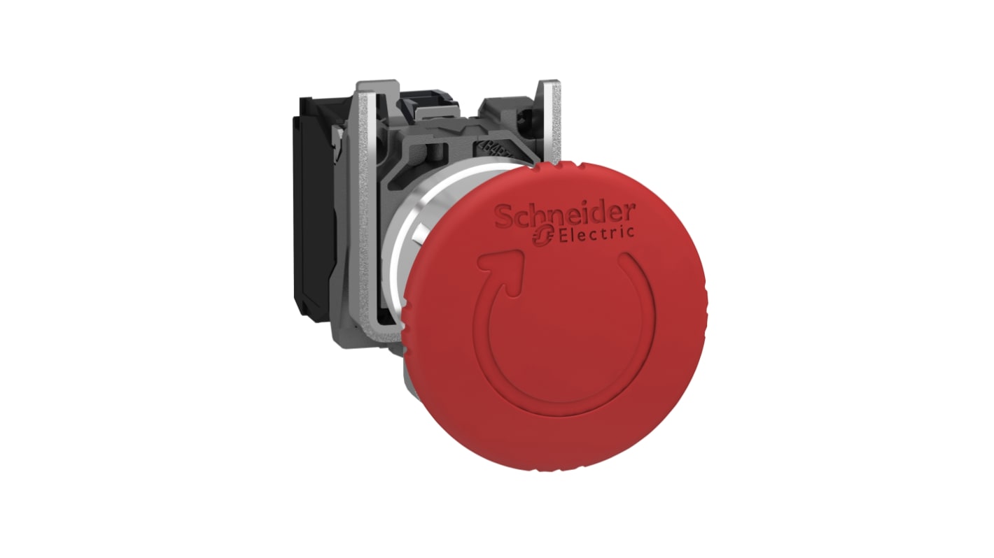 Schneider Electric Harmony Series Trigger Action Emergency Stop Push Button, Panel Mount, 22.5mm Cutout, IP66, IP67,