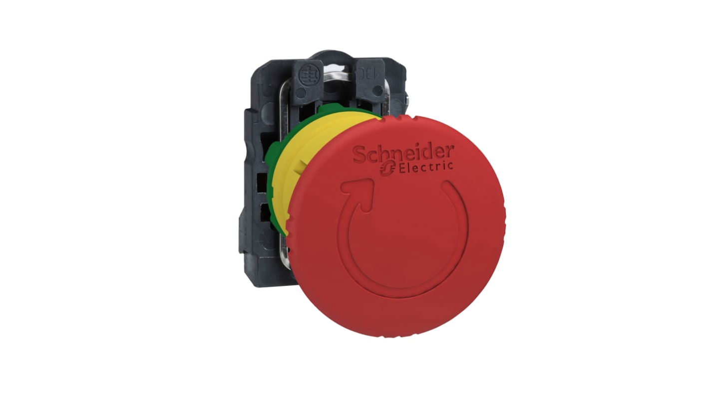 Schneider Electric Harmony Series Trigger Action Emergency Stop Push Button, Panel Mount, 22.5mm Cutout, IP66, IP67,