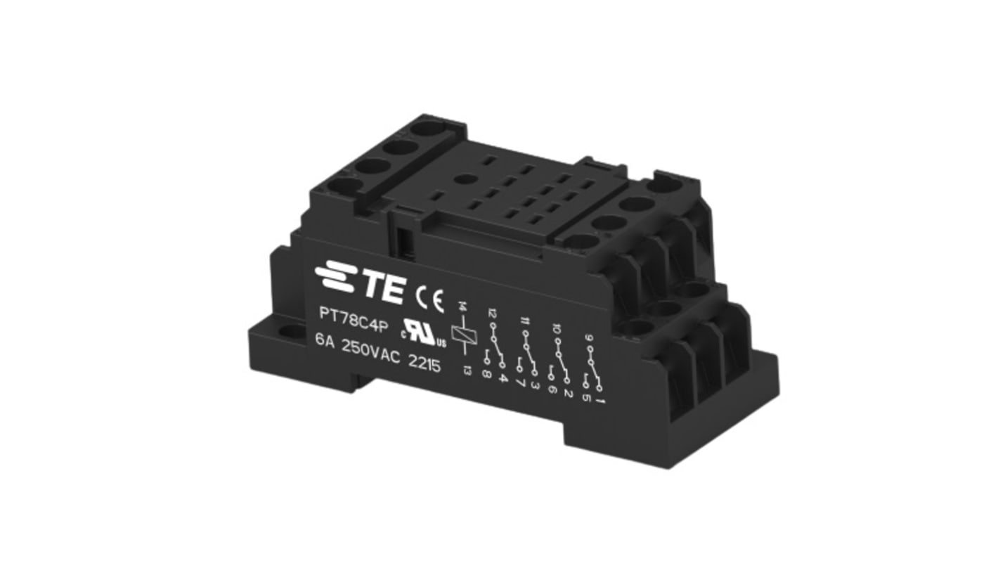 TE Connectivity 2071566 14 Pin 230V DIN Rail Relay Socket, for use with Relay