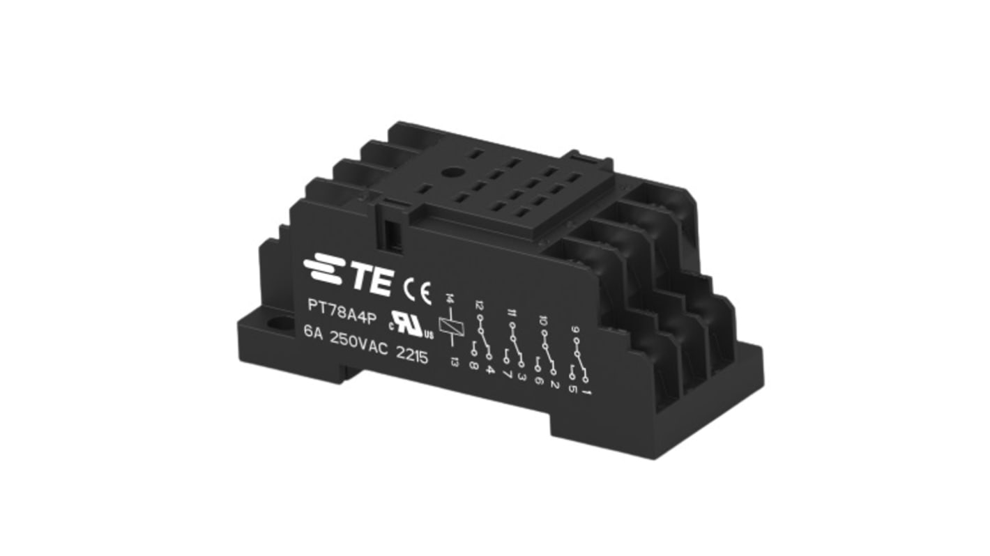 Support relais TE Connectivity série 2071566 14 contacts, Rail DIN, 230V, pour Relais