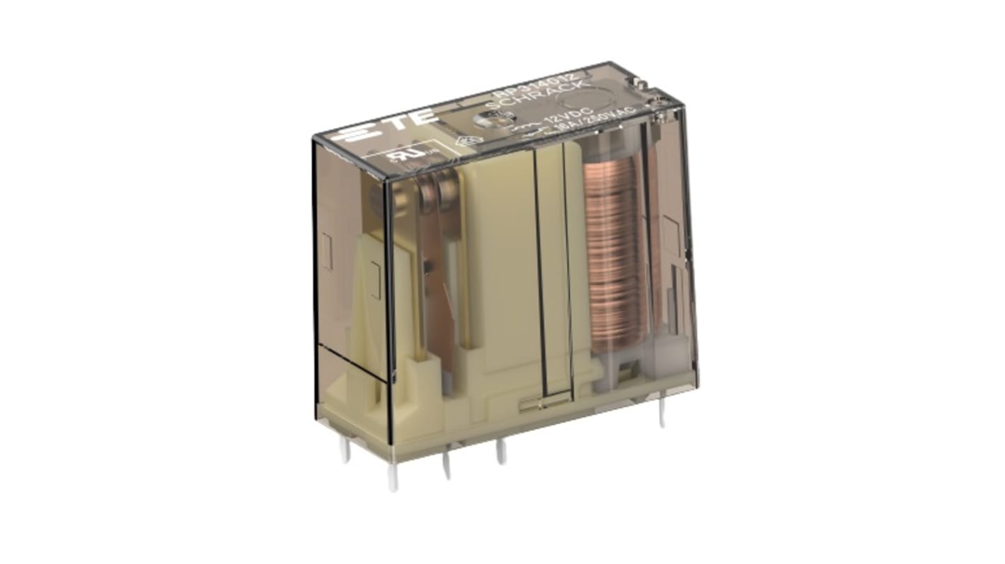 TE Connectivity PCB Mount Power Relay, 12V dc Coil, 16A Switching Current, SPDT