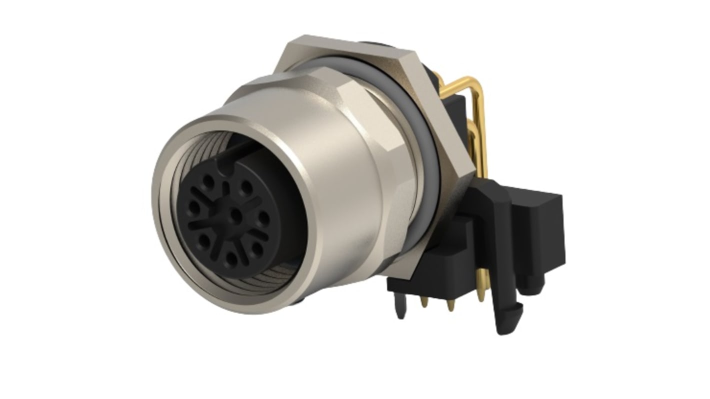 TE Connectivity Circular Connector, 8 Contacts, Panel Mount, M12 Connector, Plug, Female, IP67, T414 Series
