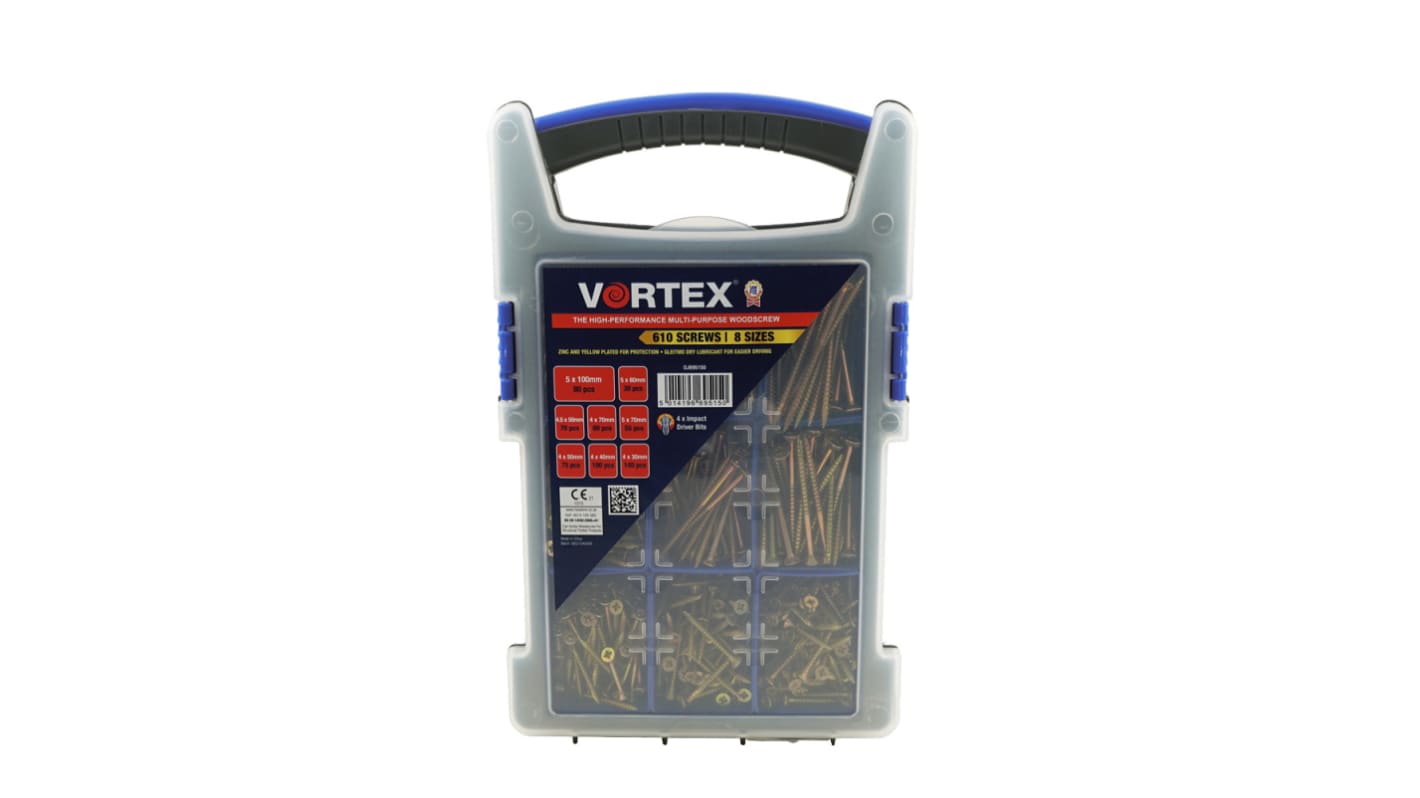 Vite per legno Piatta in Zincato passivato giallo, zincato UNIFIX VORTEX 1.18 in, 1.57 in, 1.96 in, 2.75 in, 3.14 in,