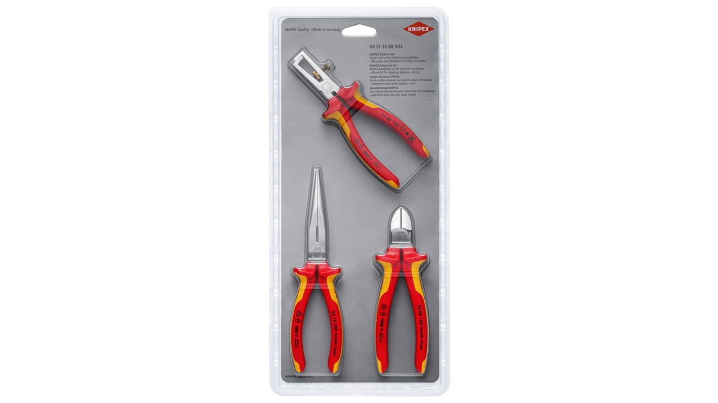 Knipex 3 Piece Electrical Set Tool Kit with No Storage, VDE Approved