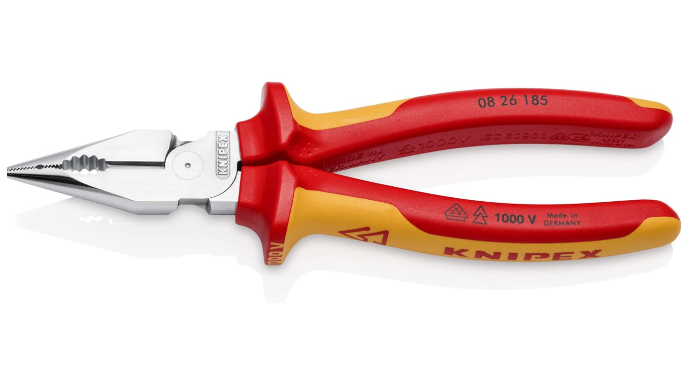 Knipex 26185 Combination Pliers, 185 mm Overall, Straight Tip, VDE/1000V