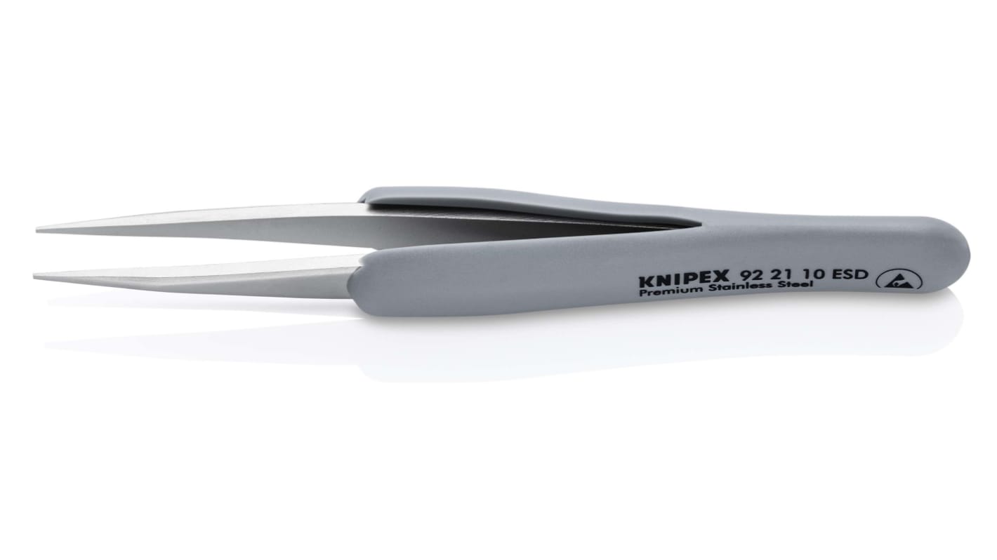 Brucelles Knipex 2110 ESD pointe Fin, Droit en  en inox, L. 123 mm