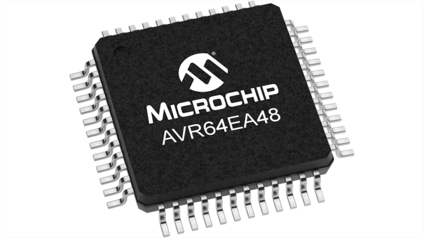 Microchip AVR64EA48-I/PT, 8bit 8 bit MCU Microcontroller, AVR, 20MHz, 64 KB EEPROM, Flash, 48-Pin TQFP