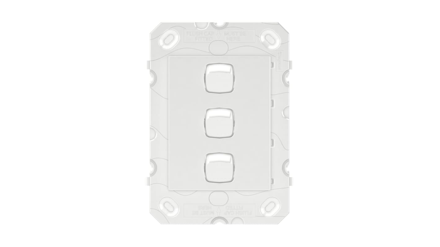 HPM White Architrave Switch, 1 Way, 3 Gang, CDAR770