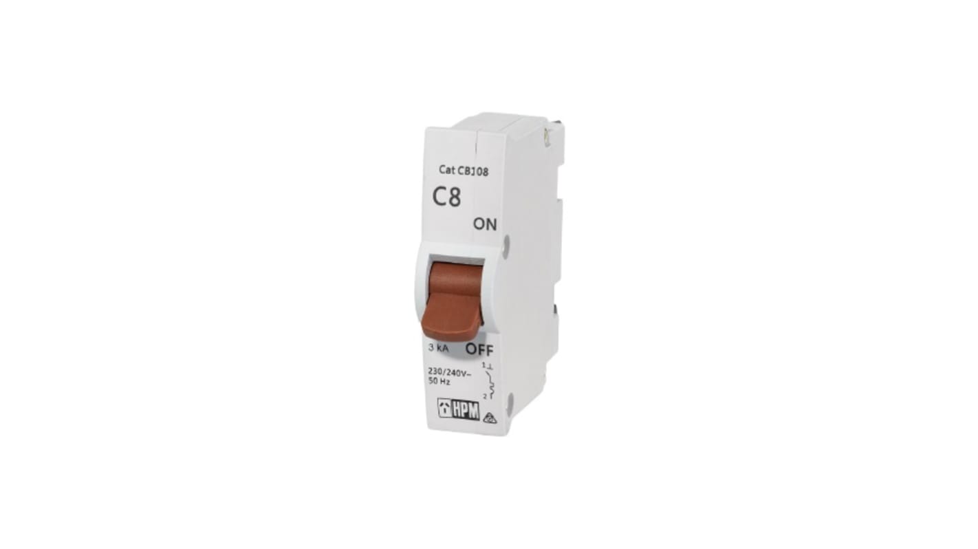 HPM C8 Electronic Circuit Breaker 8A, 1 channels , Plug In Type C