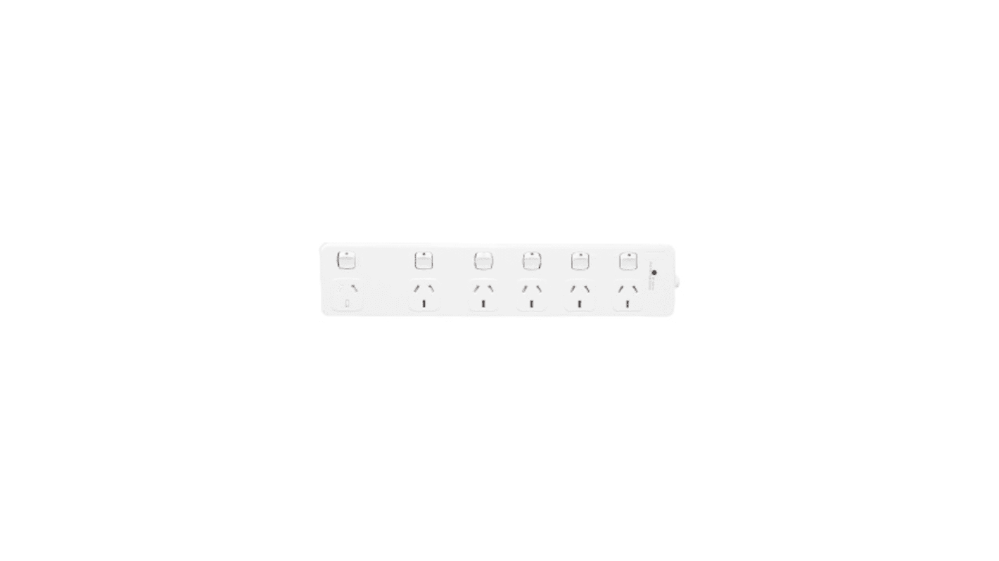 Type I - ANZ/CN 6 Gang Power Distribution Unit, 1.8m Cable, No, 10A, 230 - 240 V ac, No, Surge Protected