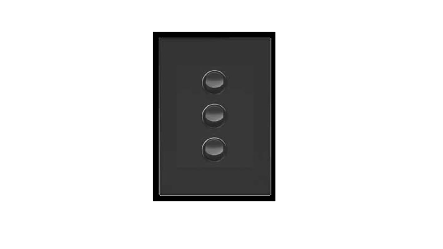 HPM Grey Architrave Switch, 1 Way, 3 Gang, VIVO