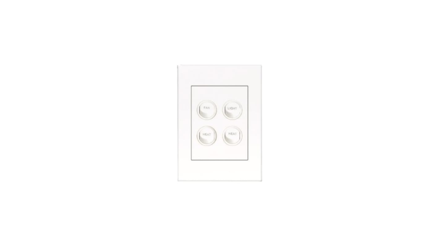 HPM White Architrave Switch, 1 Way, 4 Gang, VIVO