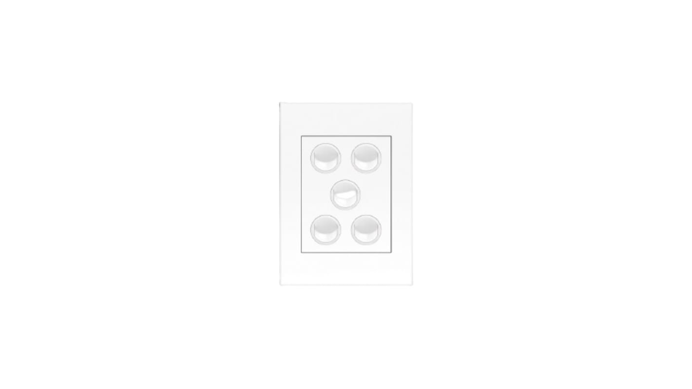 HPM White Architrave Switch, 1 Way, 5 Gang, VIVO