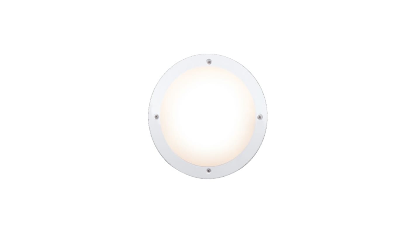 HPM Round Intergrated Bulkhead Light, 16 W, 240 V ac, Lamp Supplied, IP65